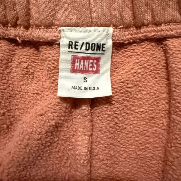 Redone/Hanes Orange sweatpants shorts size small - Picture 3 of 4